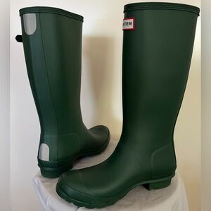 Hunter Matte Tall Green Wellies Boots Shoes Size US 6 New $190